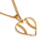 Golden Baseball Stitched Heart Pendant and Chain