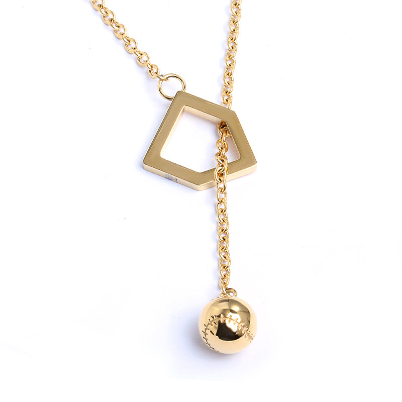 Golden Ball and Home Plate Y-Type Necklace (FREE SHIPPING)