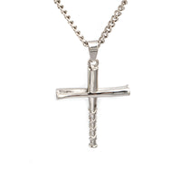 Stainless Stacked Bat Cross Pendant and Chain