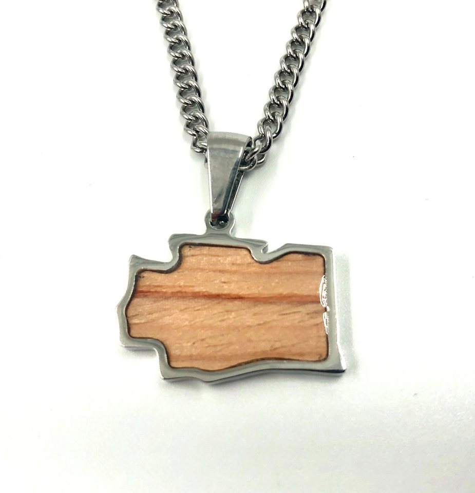 Stainless State of Mind Bat Wood Inlay Pendants and Necklace (AZ, TX, FL, CA, GA, IL, LA, MN, NJ, NY, OH WA)