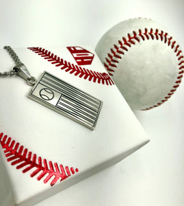 Stainless Ballplayer Flag Pendant and Chain (FREE SHIPPING)