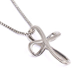 Stainless Infinity Baseball Stitch Cross with Box Chain (FREE SHIPPING)
