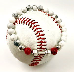 Baseball White Turquoise Bead Bracelet (FREE SHIPPING)