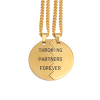 Golden Throwing Partners Forever Baseball Pendants