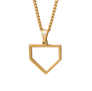 Golden Home Plate Pendant and Chain (FREE SHIPPING)