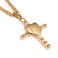 Golden Baseball Cross with Home Plate Pendant and Chain