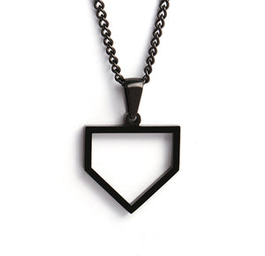 Black Home Plate Pendant and Chain (FREE SHIPPING)