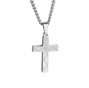 Mini Stainless Bat Wood Inlay Cross Pendant and Chain (FREE SHIPPING)
