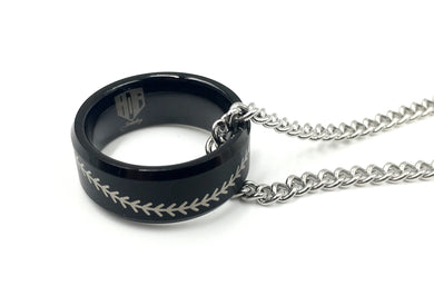Tungsten 8mm Black Ring With Baseball Stitching (FREE SHIPPING)