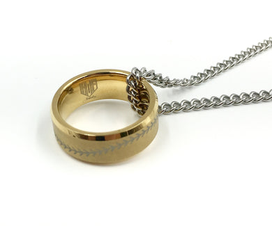 Tungsten 8mm Golden Ring With Baseball Stitching (FREE SHIPPING)