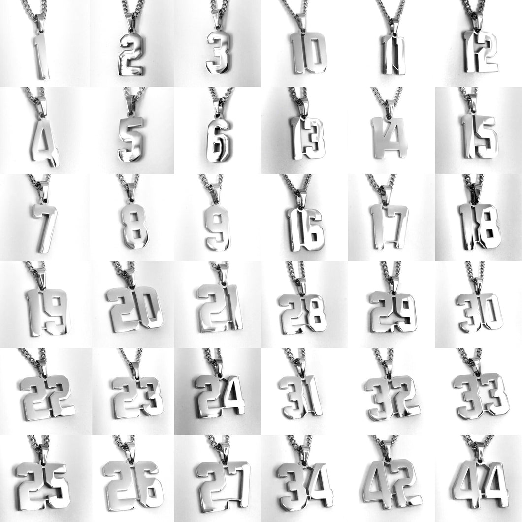 Stainless Jersey Number Pendant with Chain Necklace (FREE SHIPPING)