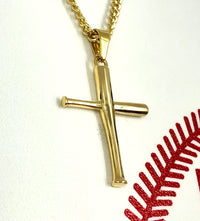 Golden Mini Bat Cross with Necklace